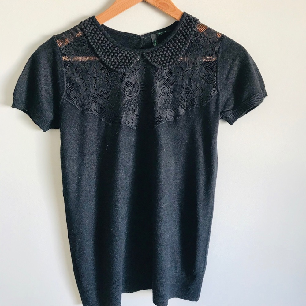 Benetton blouse with lace.